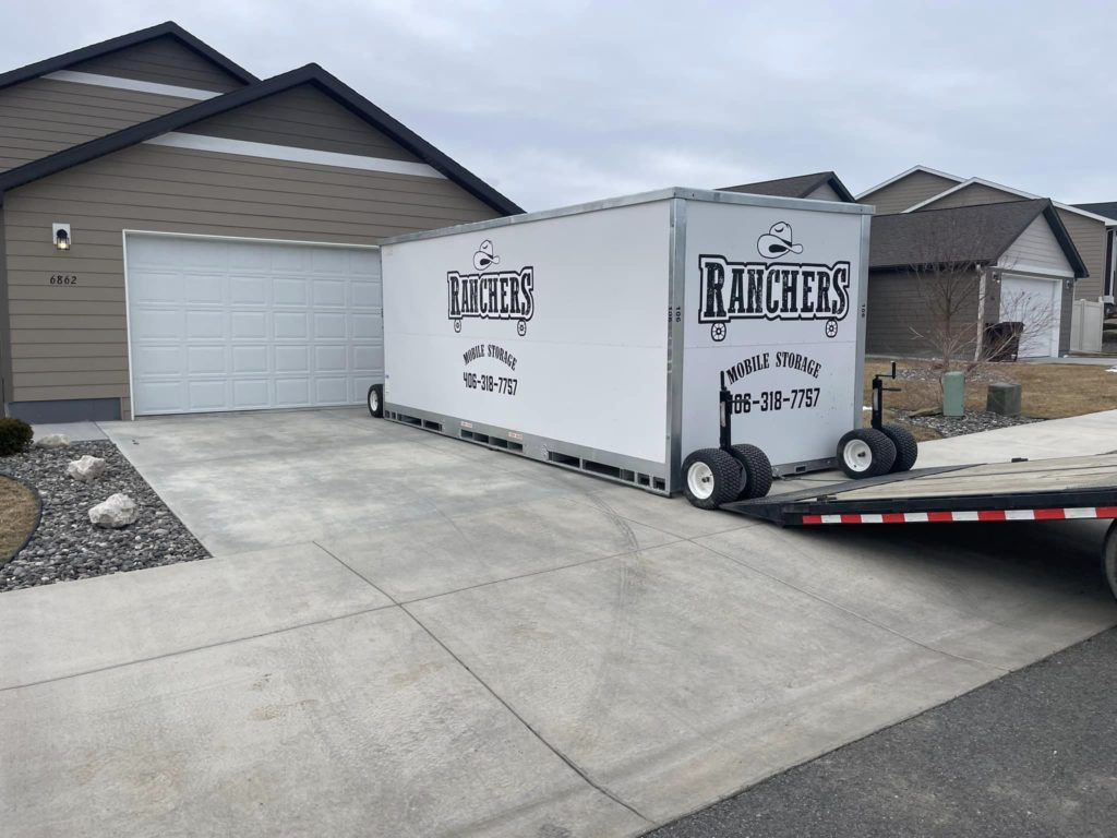residential mobile storage unit in a driveway